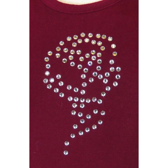 Vintage 70s Maroon Burgundy Red Rhinestone Rose Halter Prom Party Maxi Dress XXS - Picture 4 of 12